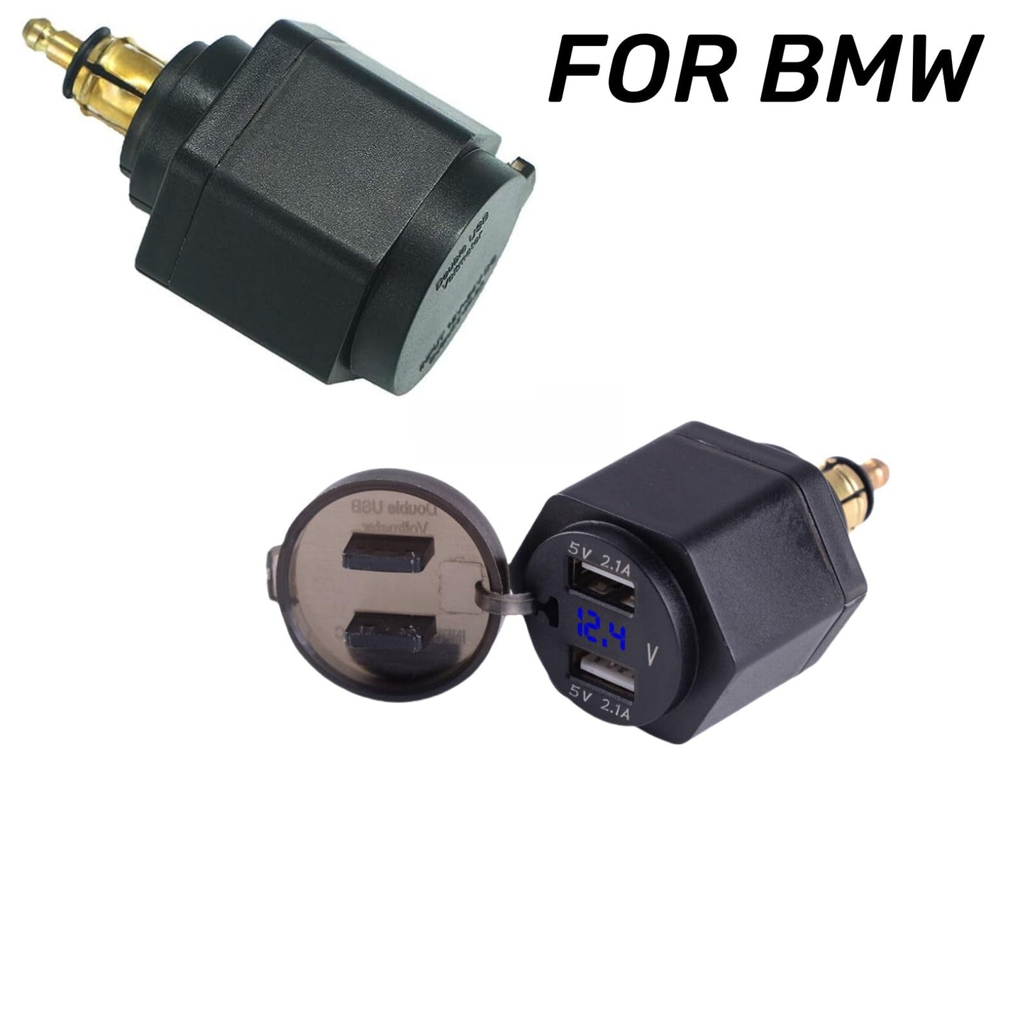 Dual Motorcycle USB Charger for BMW Motorcycle Charger DIN Socket to USB Adapter(Blue Led)