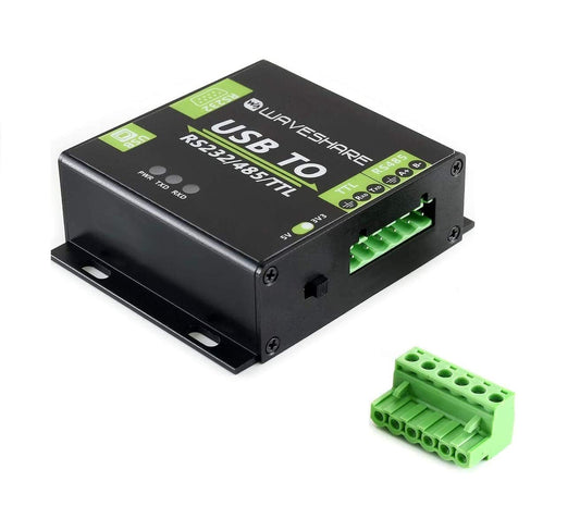 waveshare USB to RS232 / RS485 / TTL (UART) Industrial Isolated Converter with Original FT232RL Inside Aluminium Alloy Enclosure Power/ADI Magnetical