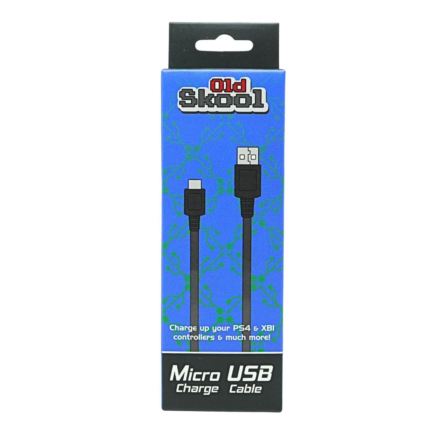 Old Skool 15ft PS4 Controller Charging Cable for PlayStation 4 Dual Shock 4