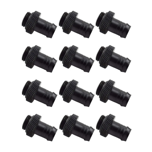 dracaena.io 12 Pack of G1/4" thread to 3/8" Barb Fitting for Soft Tubing, PC Water Cooling System Soft Tube Connectors, Black