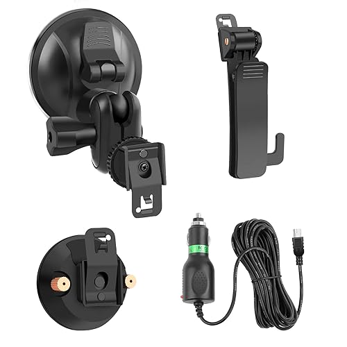 CammPro Body Worn Camera Accessories Bundle Kit for Body Camera I826, Screw Clip+Car Charger+Suction Cup Mount+Shoulder Clip