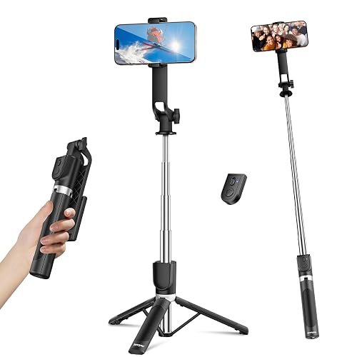 Sensyne Selfie Stick for Phone, Extendable Travel Tripod with Detachable Remote for Photography, Selfies, Compatible with All Cell Phones, Black