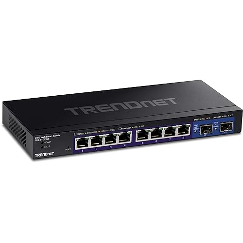 TRENDnet 10-Port Multi-Gig Web Smart Switch, TEG-3102WS, 8 x 2.5GBASE-T Ports, 2 x 10G SFP+ Slots, Ethernet Splitter, Metal Housing, NDAA & TAA
