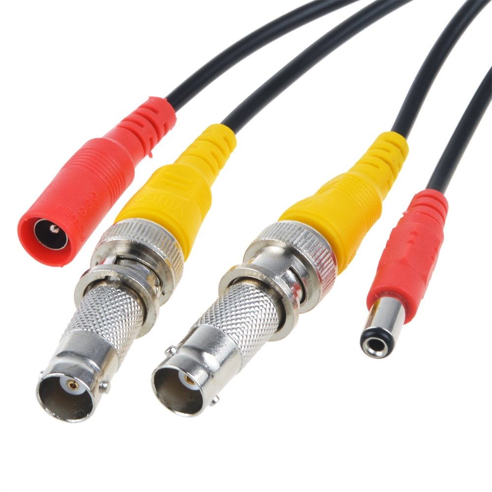 Flashmen 2-Pack 25ft HD Video Power Security Camera Cables Pre-Made All-in-One Extension Wire Cord with BNC Connectors for CCTV Security Camera Black