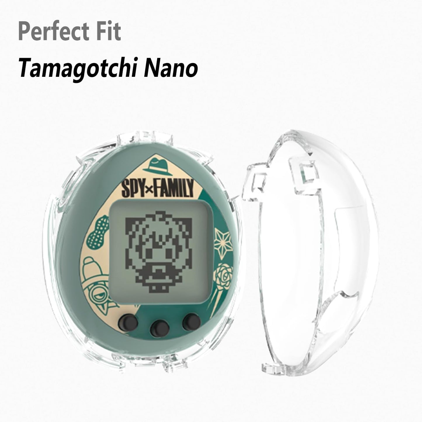 Geiomoo TPU Cover for Tamagotchi Nano Case, Soft Flexible Scratch Resistant Protective with Carabiner (Clear)