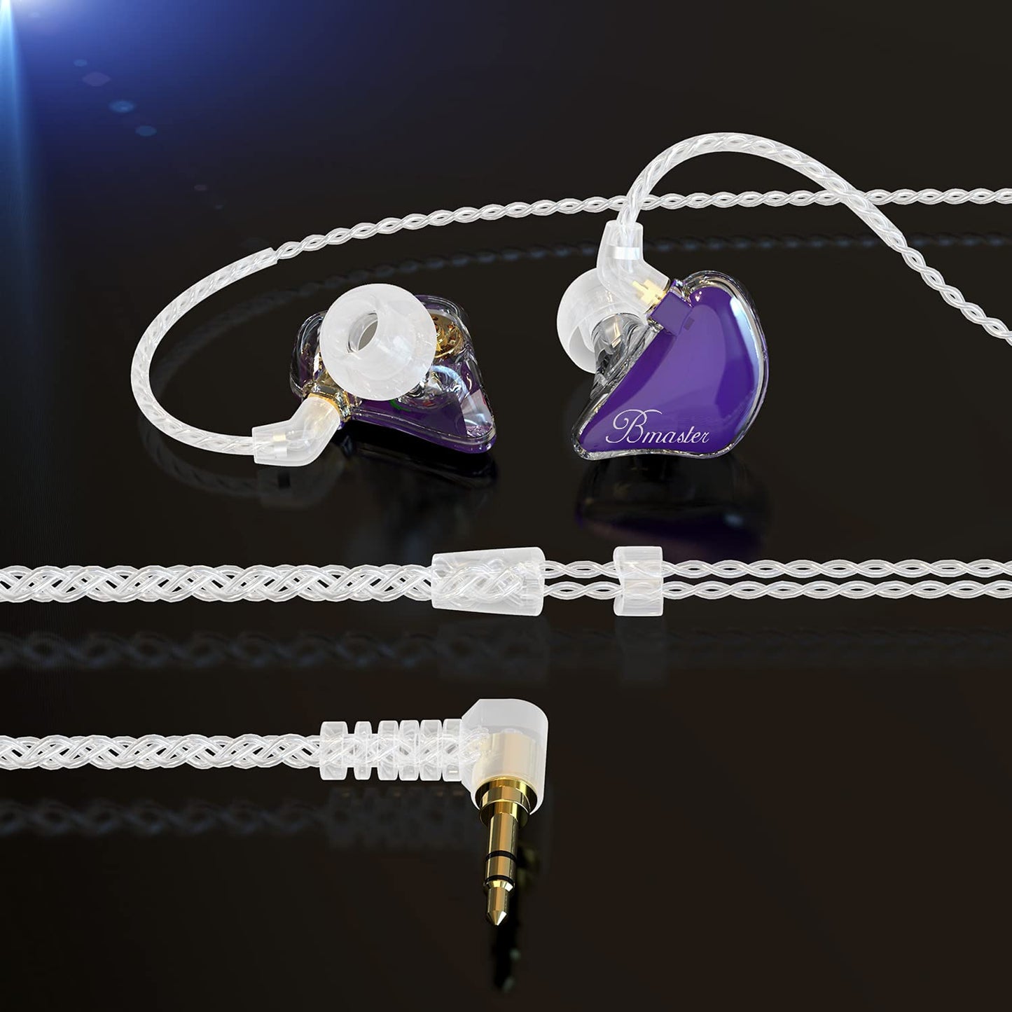 BASN Bmaster Triple Drivers in Ear Monitor Headphone with Two Detachable Cables Fit in Ear Suitable for Audio Engineer, Musician (Purple)