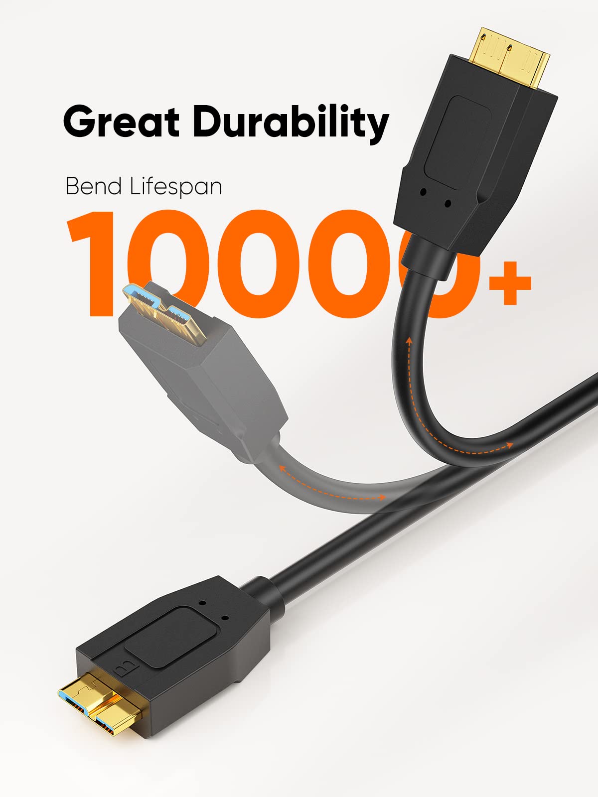 CableCreation USB C to Micro B Short Cable 1FT, 10G Micro B to USB C External Hard Drive Cable for iPhone 15/16/17,Samsung Galaxy S24,Seagate WD