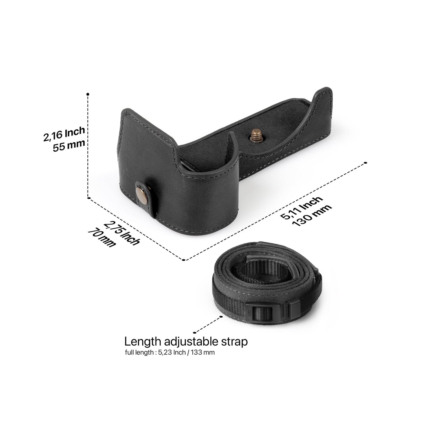 Mega Gear Genuine Leather Half Camera Case for Sony Alpha a6700 - Stylish and Protective (Black)