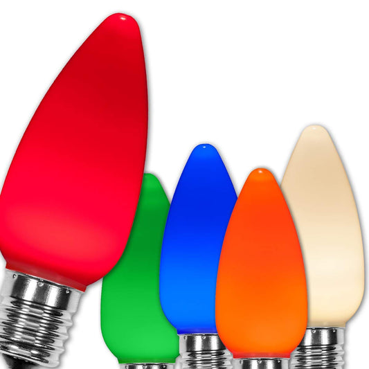 Wintergreen Lighting 25 Pack OptiCore C9 Multicolor Smooth Finish LED Christmas Light Bulbs, Heavy Duty E17 Base Outdoor Christmas Lights Replacement