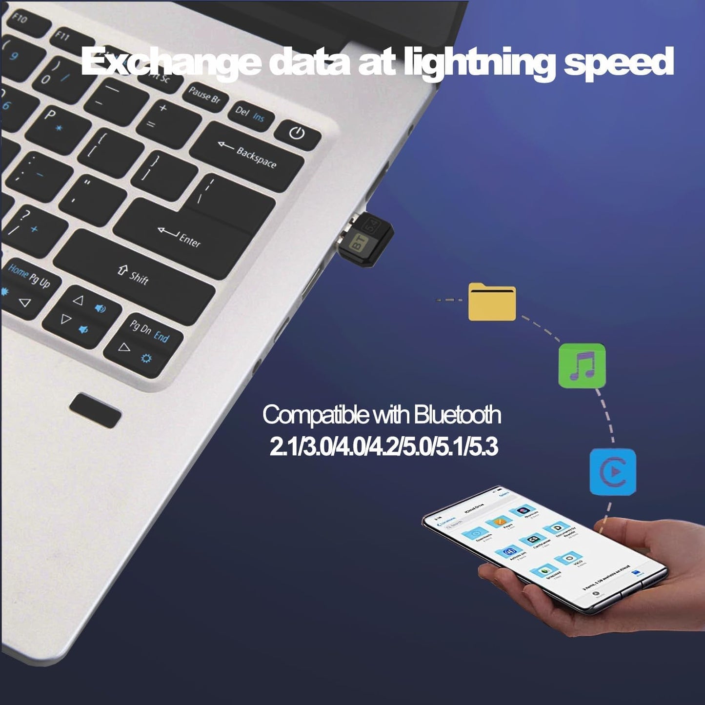 Bluetooth Adapter Pc, USB Bluetooth 5.4 Dongle Adapter for PC, Long Distance 328FT/100M Stick Driver Compatible with Computer Windows 11/10/8.1