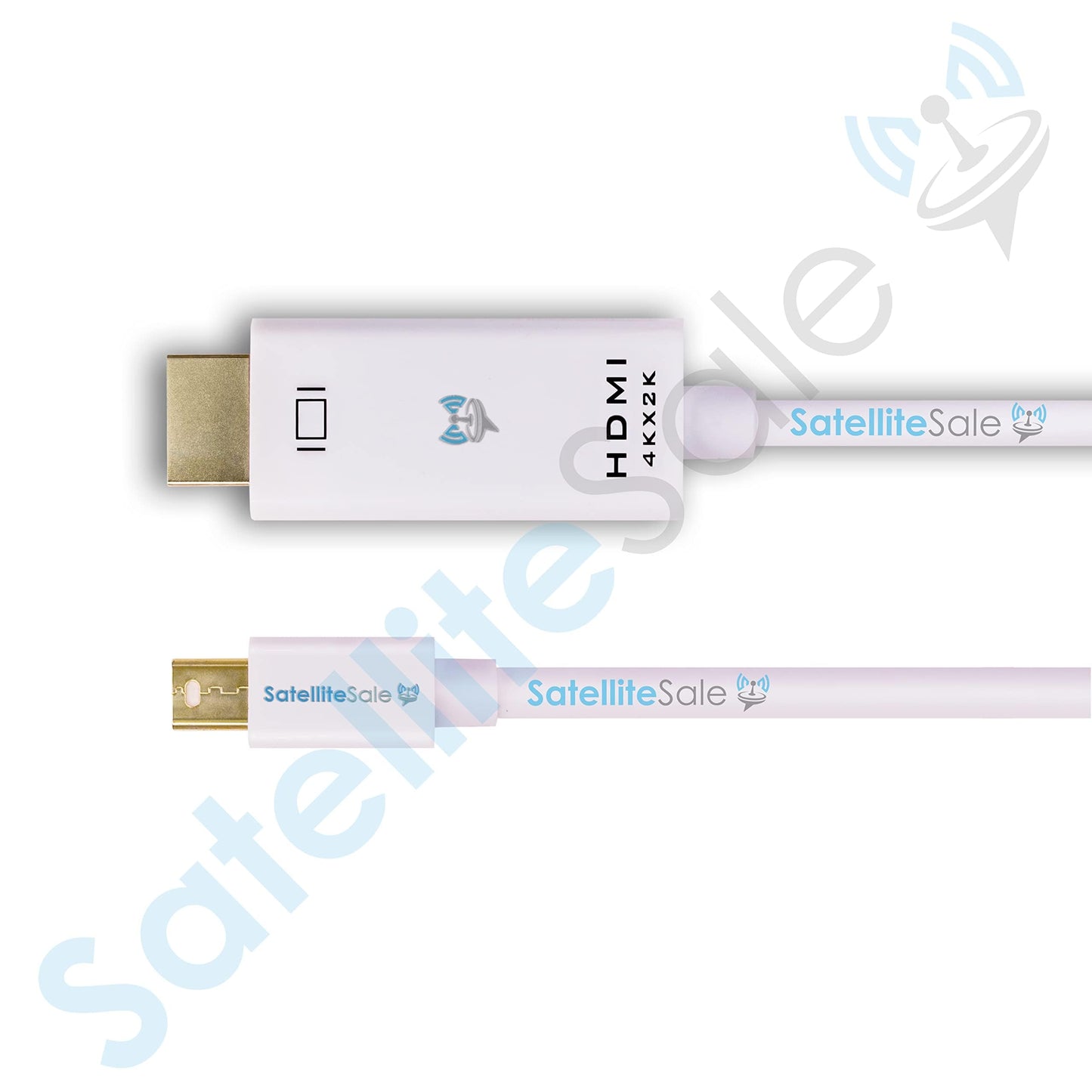 SatelliteSale Uni-Directional Mini DisplayPort to HDMI Cable Male to Male 4K/60Hz 8.64Gbps Universal Wire PVC White Cord 15 feet