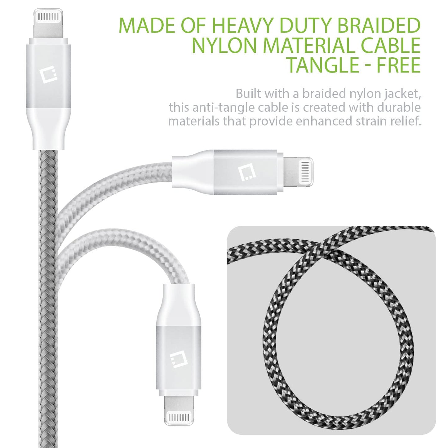 Cellet Heavy-Duty Nylon Braided Lightning Cable - 10FT (Apple MFi Certified)