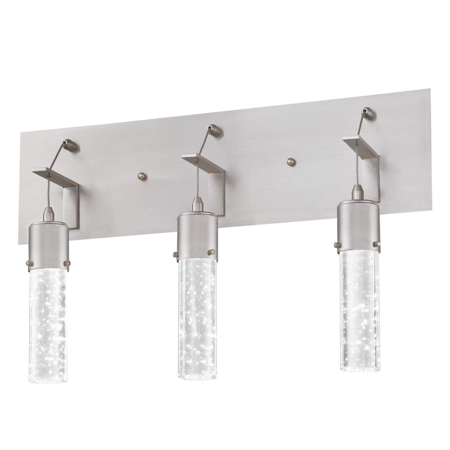 Westinghouse 6372100 Cava Three-Light, 22-Watt LED Indoor Bathroom Vanity Light Fixture, Brushed Nickel Finish with Bubble Glass