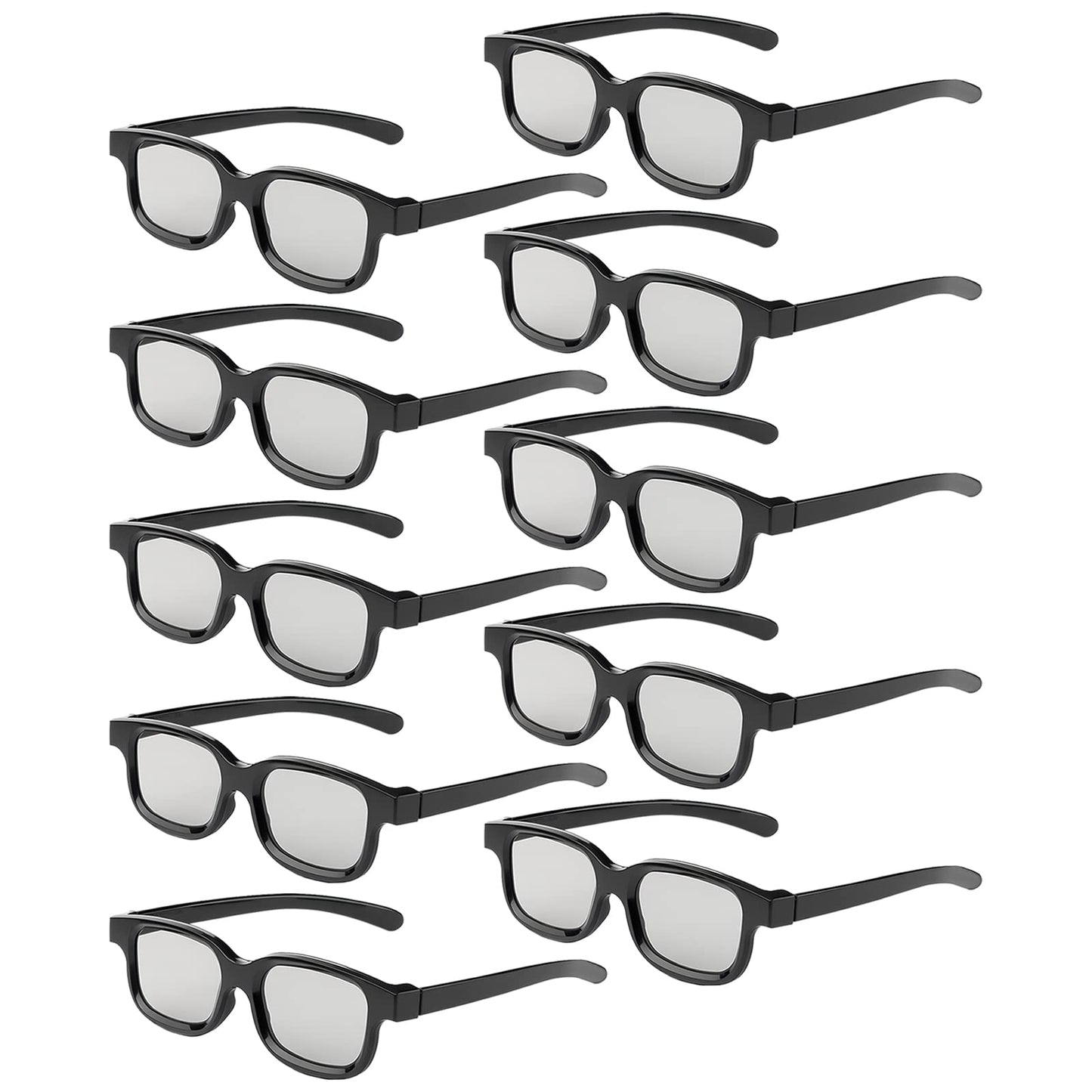 3D Glasses, Circular Polarized Non-Flashing Passive 3D Glasses for Format Cinema/Passive Polarized 3D TV Projector - 3D-Eyewear That Supports 3D TV