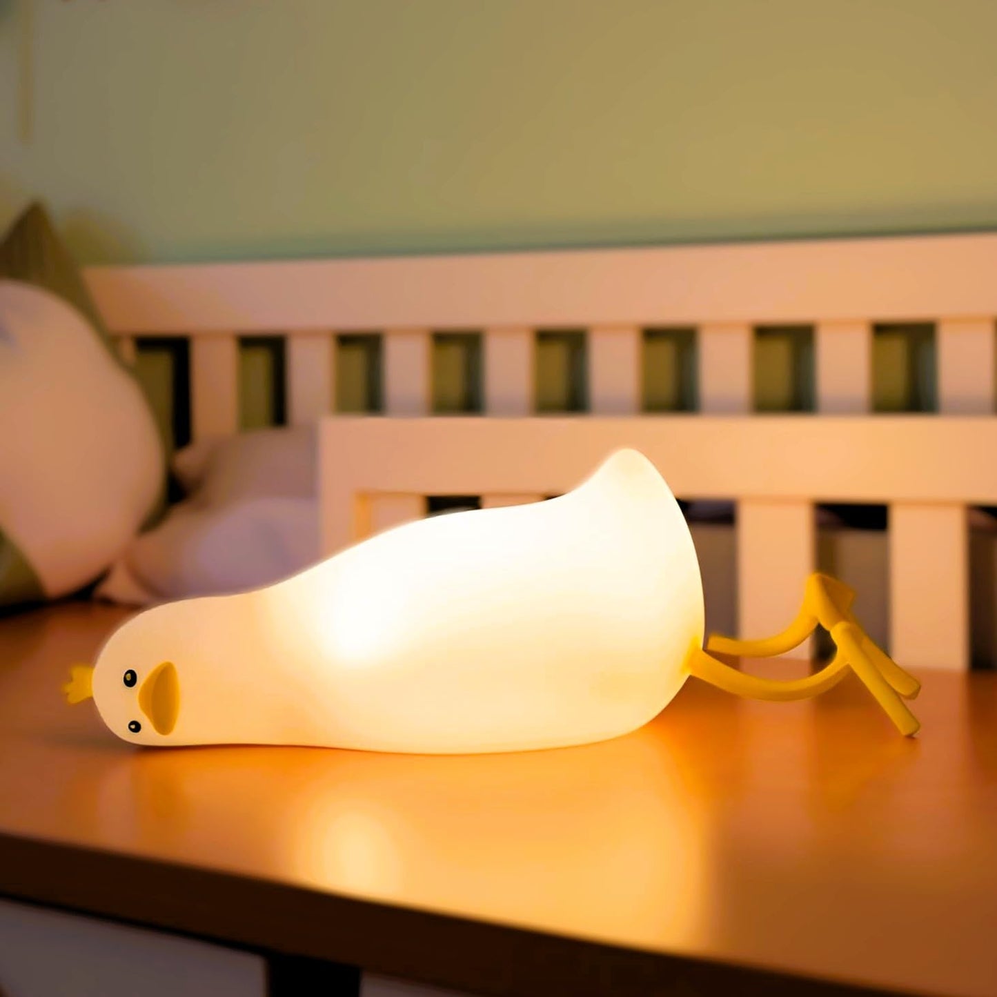 Wonderlit Kawaii Squishy Duck Lamp - Cute Duck Night Light for Kids Room, Color Changing Silicone Touch Lamp, USB Rechargeable Bedside Ambient Light
