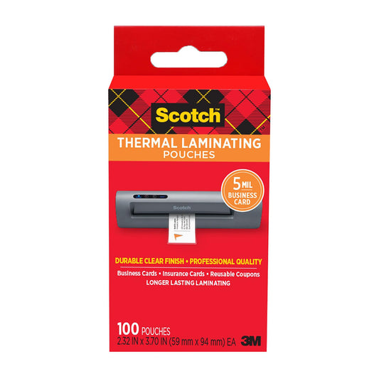 Scotch Thermal Pouches Business Card, 2.3 in x 3.70 in (59 mm x 94 mm), 100 Pack