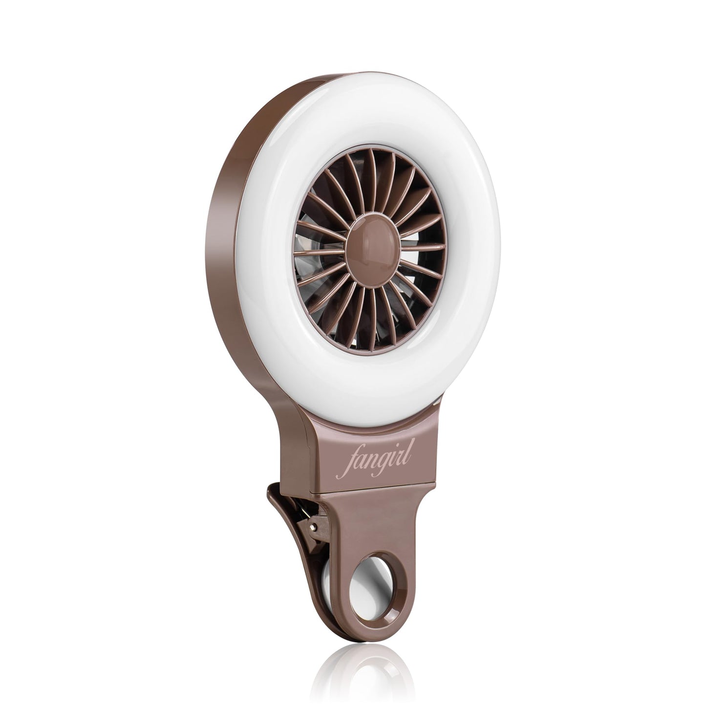 Fangirl by Remi: 2-in-1 Clip on Phone Fan and Selfie Ring Light (Brown)