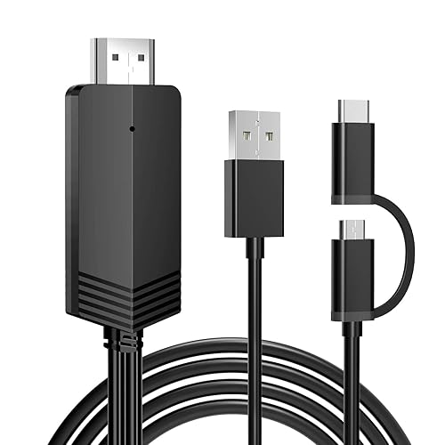 Weton 2-in-1 USB Type C Micro USB Android Phone to TV HDMI Cable, MHL to TV HDMI Adapter 1080P HDTV Mirroring & Charging Cable for Android Smartphone