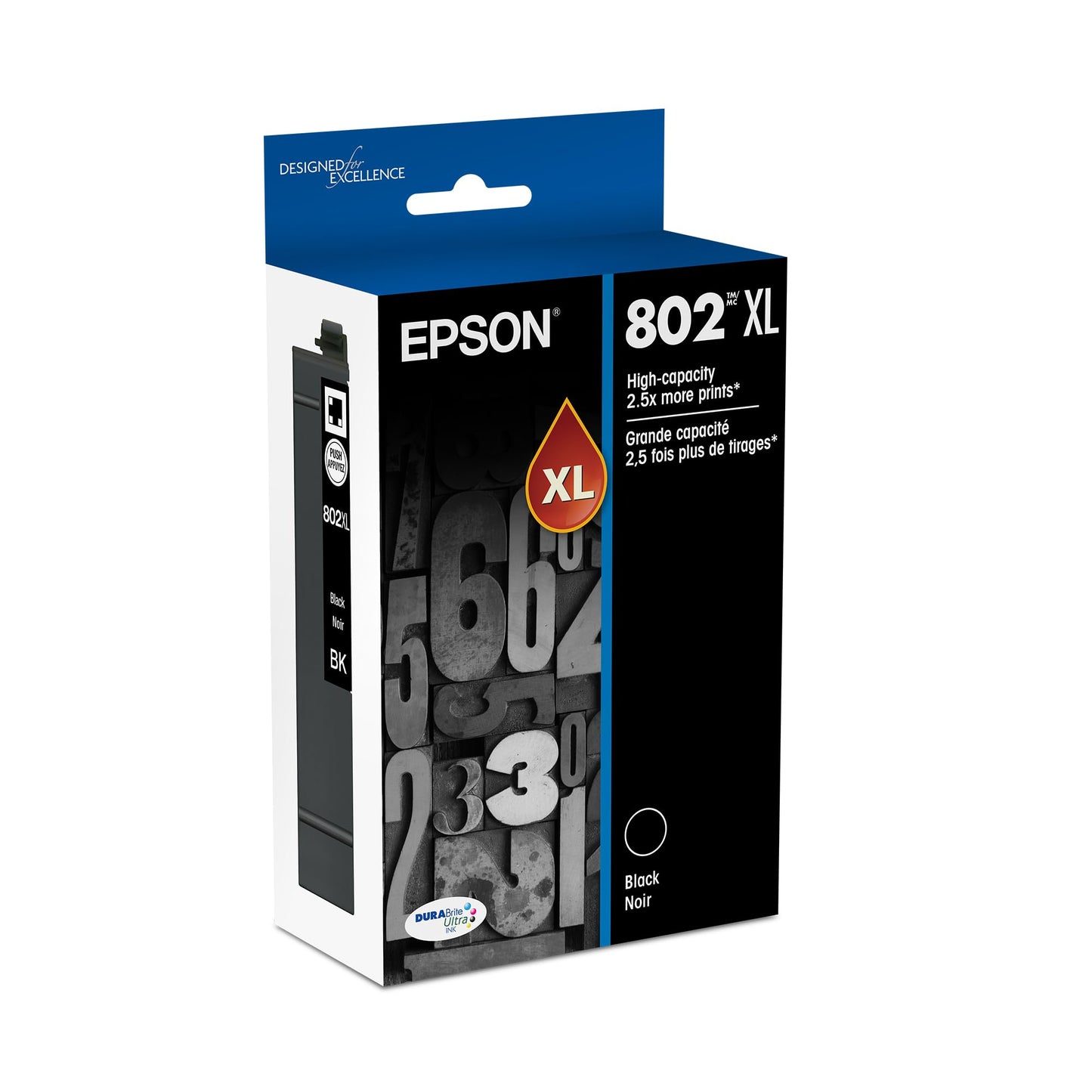 EPSON 802 DURABrite Ultra Ink High Capacity Black Cartridge (T802XL120-S) Works with WorkForce Pro WF-4720, 4730, 4734, 4740