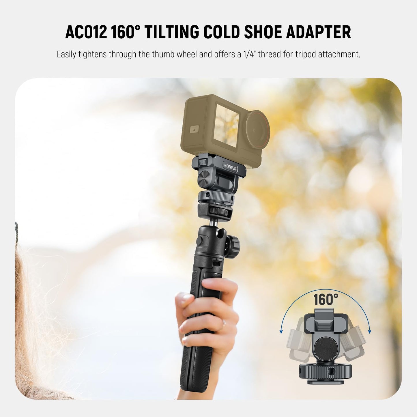 NEEWER Action Camera Accessories Kit Compatible with DJI Osmo Action 5 Pro/4/3, Cold Shoe Mount, Quick Release Magnetic Mount & Ball Head Adapter