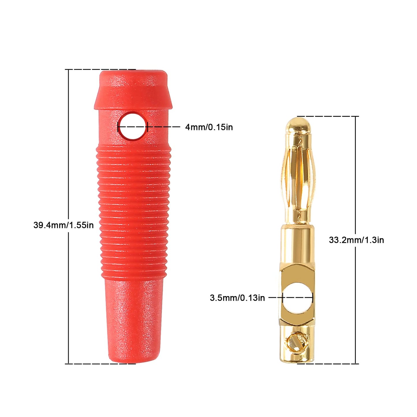 JUZITAO 24Pcs 4mm Banana Plug 32A High Current Speaker Banana Plugs Stackable Screw Type Banana Connector Adapter(12 Red+12 Black)