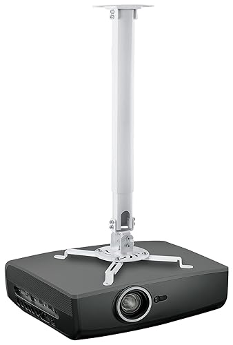 Mount-IT! Projector Ceiling Mount [30 lbs Capacity] Universal Bracket | 360 Full Motion with Tilt and Swivel Rotate | Adjustable Pole Height from