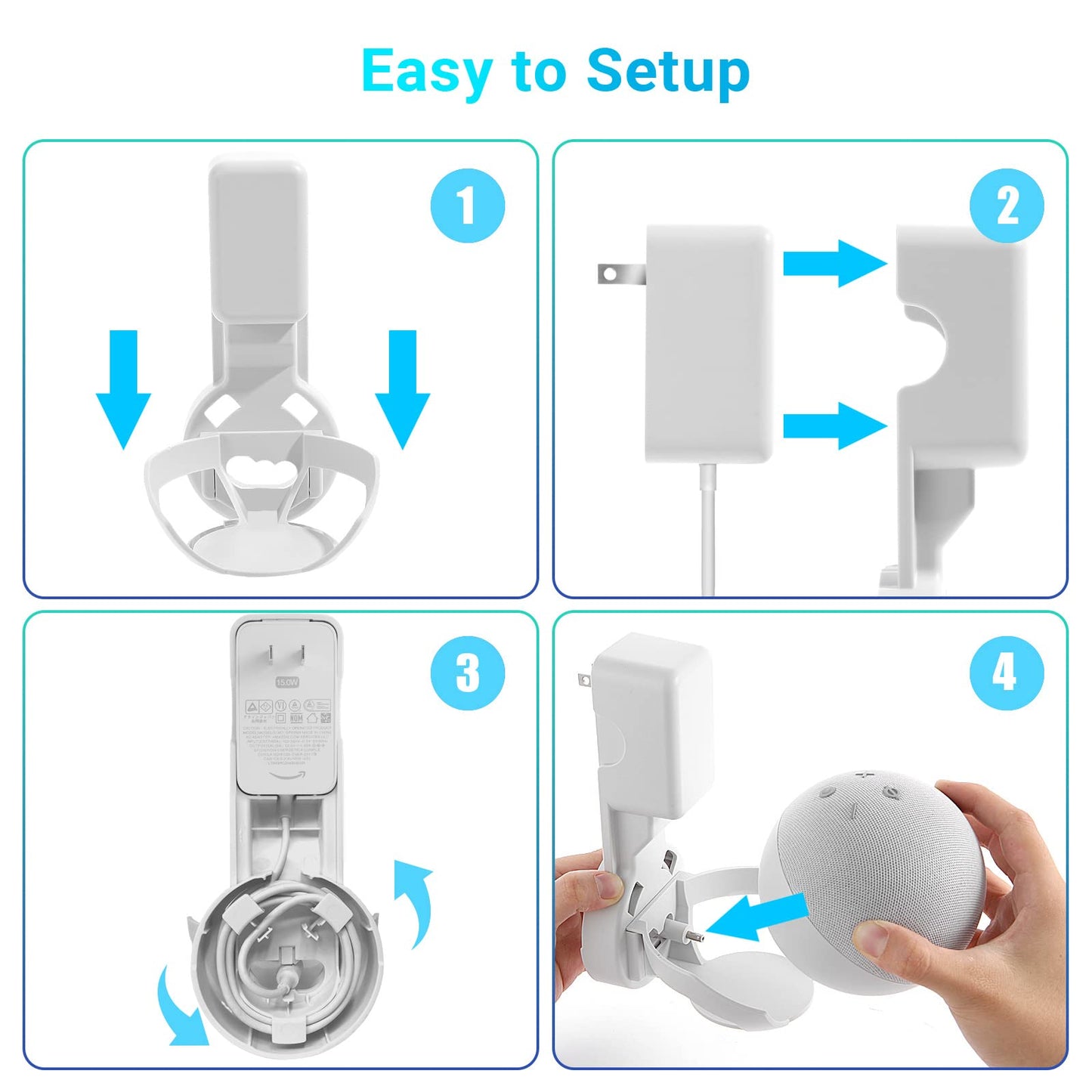 ZUOLACO Wall Mount Holder for Echo Dot 5th Generation, Outlet Hanger Stand for Echo Dot (5th & 4th Gen), Space-Saving Dot Accessories with Built-in
