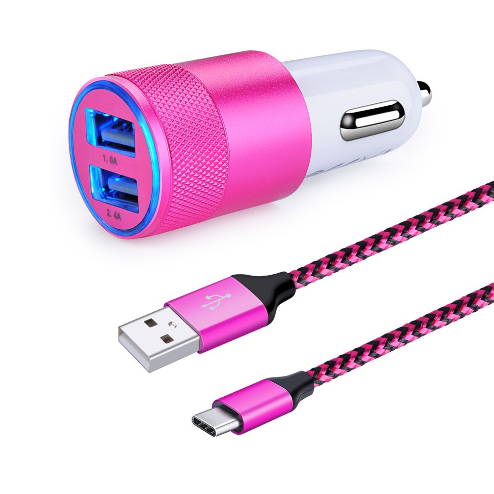 USB Typc C Car Charge,HUHUTA Dual Port Car Charger Plug with 6ft USB C Charger Cable Replacement for Samsung Galaxy S10/S9/S8 Plus,MacBook,LG G6 V20