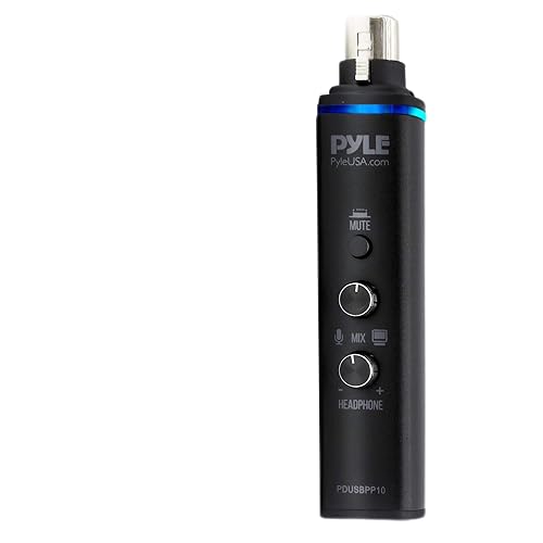 Pyle Microphone XLR-to-USB Signal Adapter - Universal Plug and Play XLR Mic to PC Adaptor for Digital Recording w/ Mix Audio Control, +48V Phantom