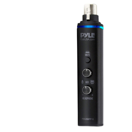 Pyle Microphone XLR-to-USB Signal Adapter - Universal Plug and Play XLR Mic to PC Adaptor for Digital Recording w/ Mix Audio Control, +48V Phantom