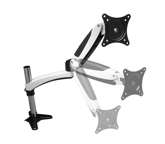 SIIG Single Monitor Desk Mount, White, Height Adjustable Gas Spring Assisted Full-Motion Easy Use, Holds 15" to 27" Screens, Up to 17.6 lbs, VESA 75
