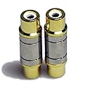 HTTX Premium Female to Female RCA Connector A/V Joiner Video and Audio Coupler Metal Adapter Component Gold Plated (2-Pack)