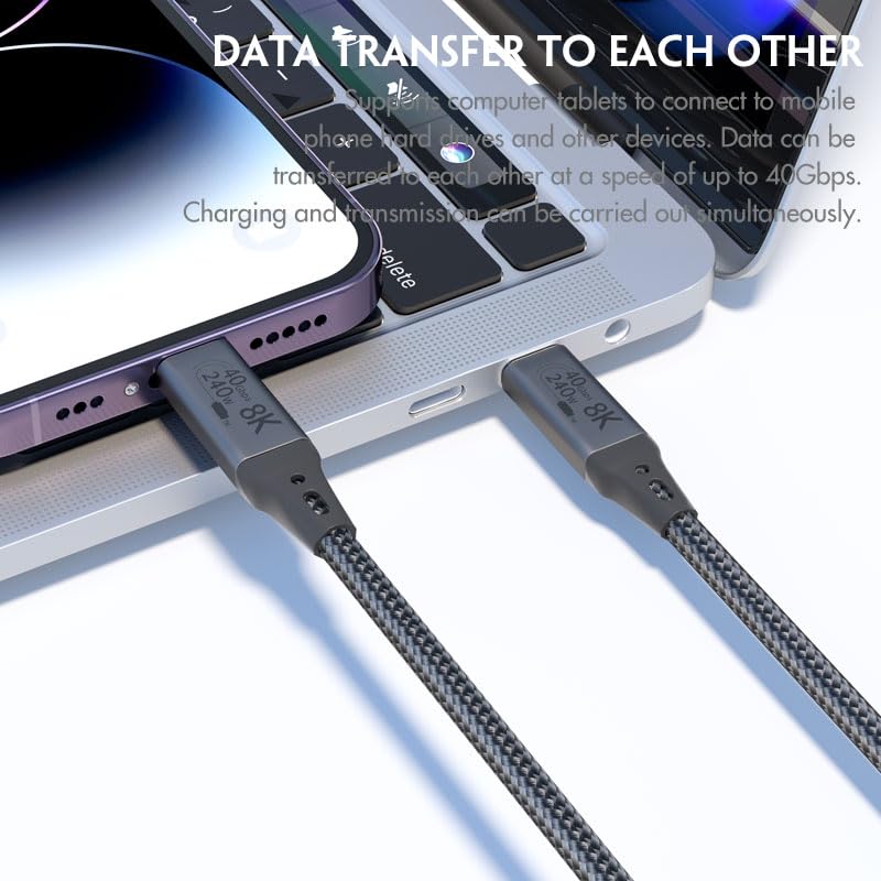 Vebner 6-Foot USB4 Cable Compatible with Thunderbolt 3, Thunderbolt 4 and USB-C - Supports 8K HD Display, 40gbps Data Transfer, 240W Charging