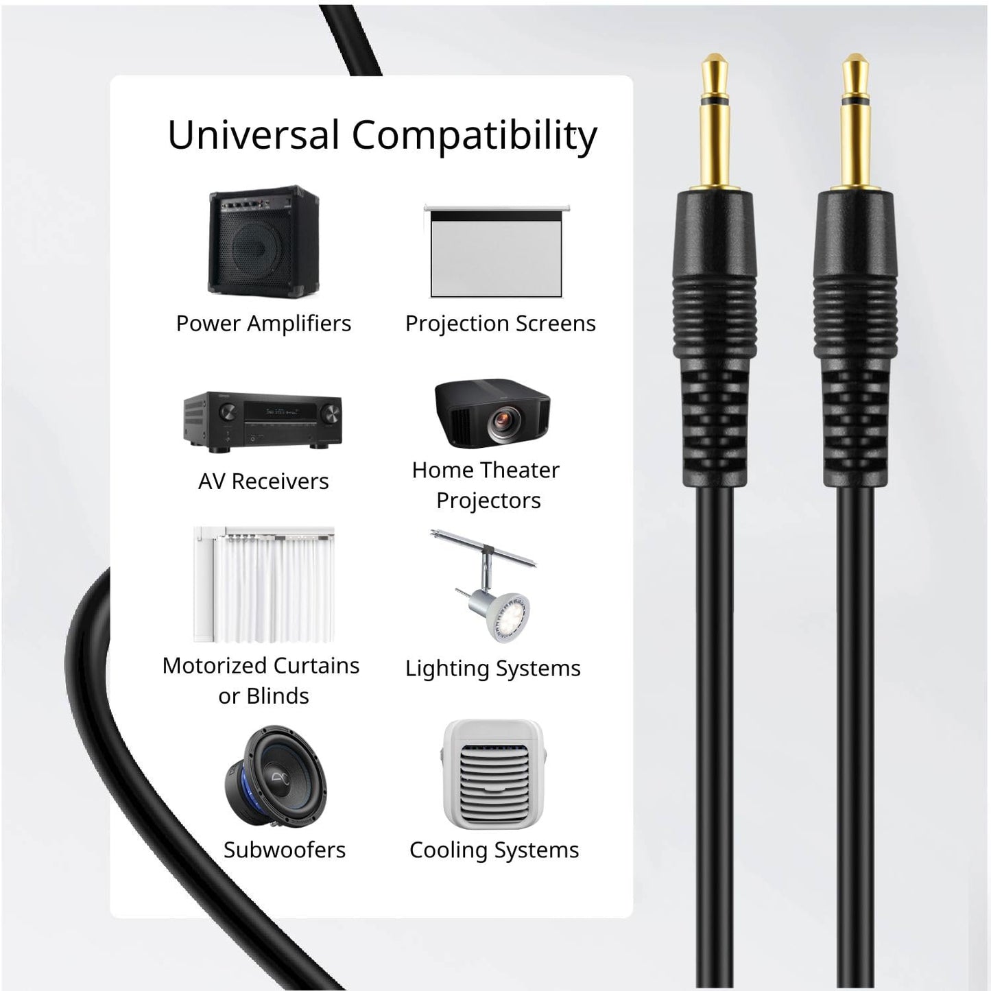 TNP 3.5mm Mono Cable (25 FT) - 12V Trigger Cable, IR Infrared Sensor Receiver Extension Extender, 3.5 mm 1/8" TS Monaural Mini Mono Audio Plug Jack