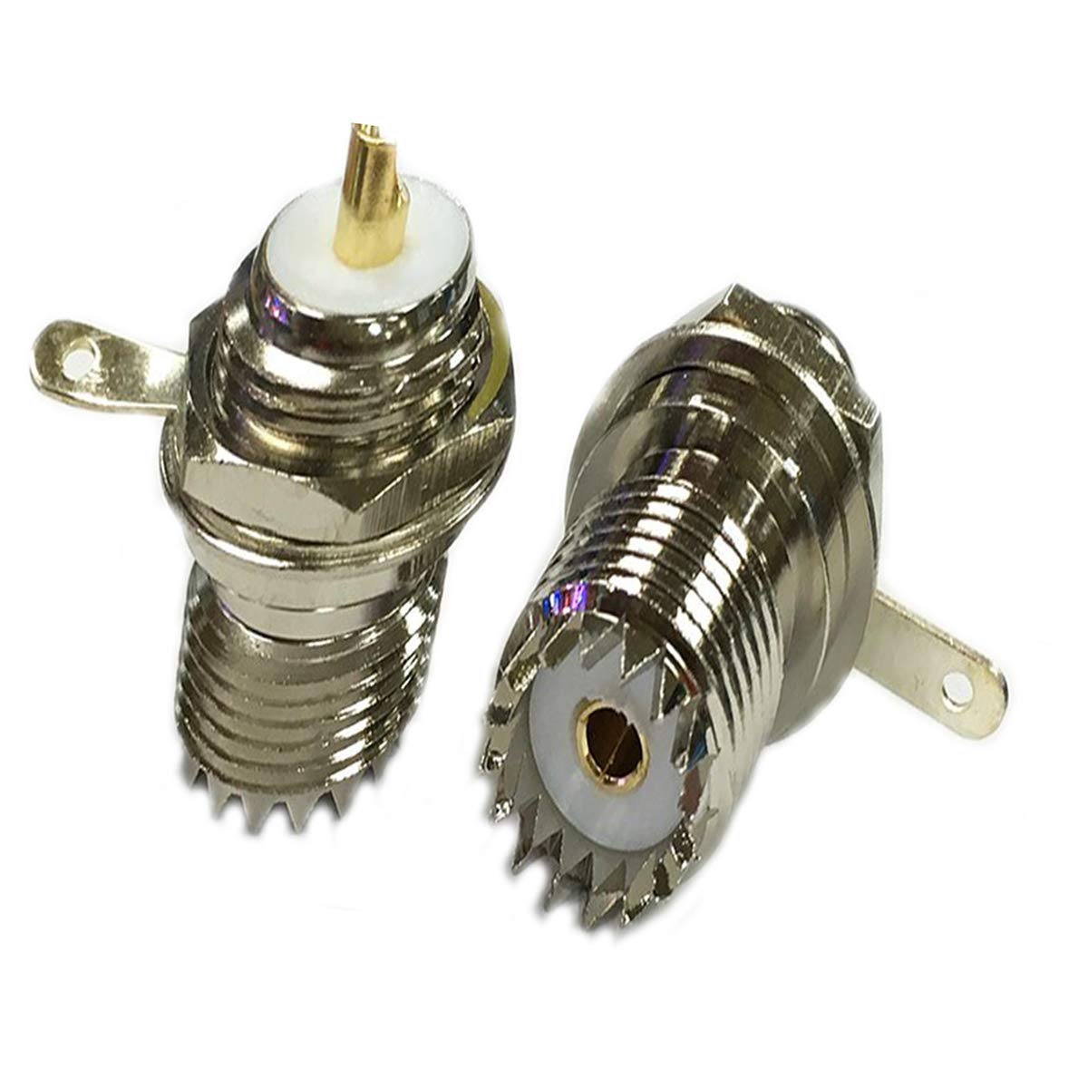 LYLGO (4-Pack) UHF Female SO239 Socket Bulkhead Welding Panel Mounting Straight Socket with Nut Bulkhead Handle Welding Post Connector RF