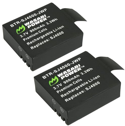 Wasabi Power Battery (2-Pack) for 1080P and 4K Action Cameras (Compatible with Crosstour, FITFORT, DBPower, AKASO, Aokon, Campark, DMYCO, HEIHEI
