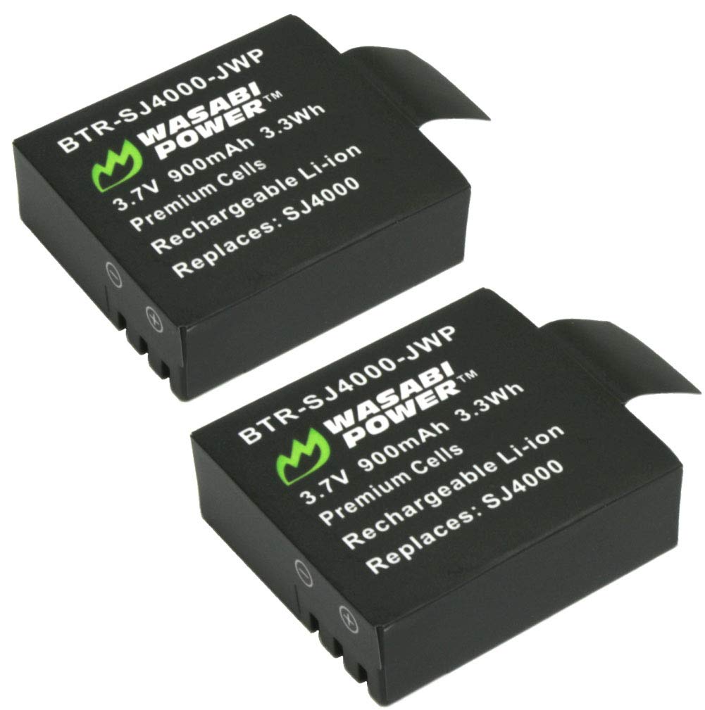 Wasabi Power Battery (2-Pack) for 1080P and 4K Action Cameras (Compatible with Crosstour, FITFORT, DBPower, AKASO, Aokon, Campark, DMYCO, HEIHEI