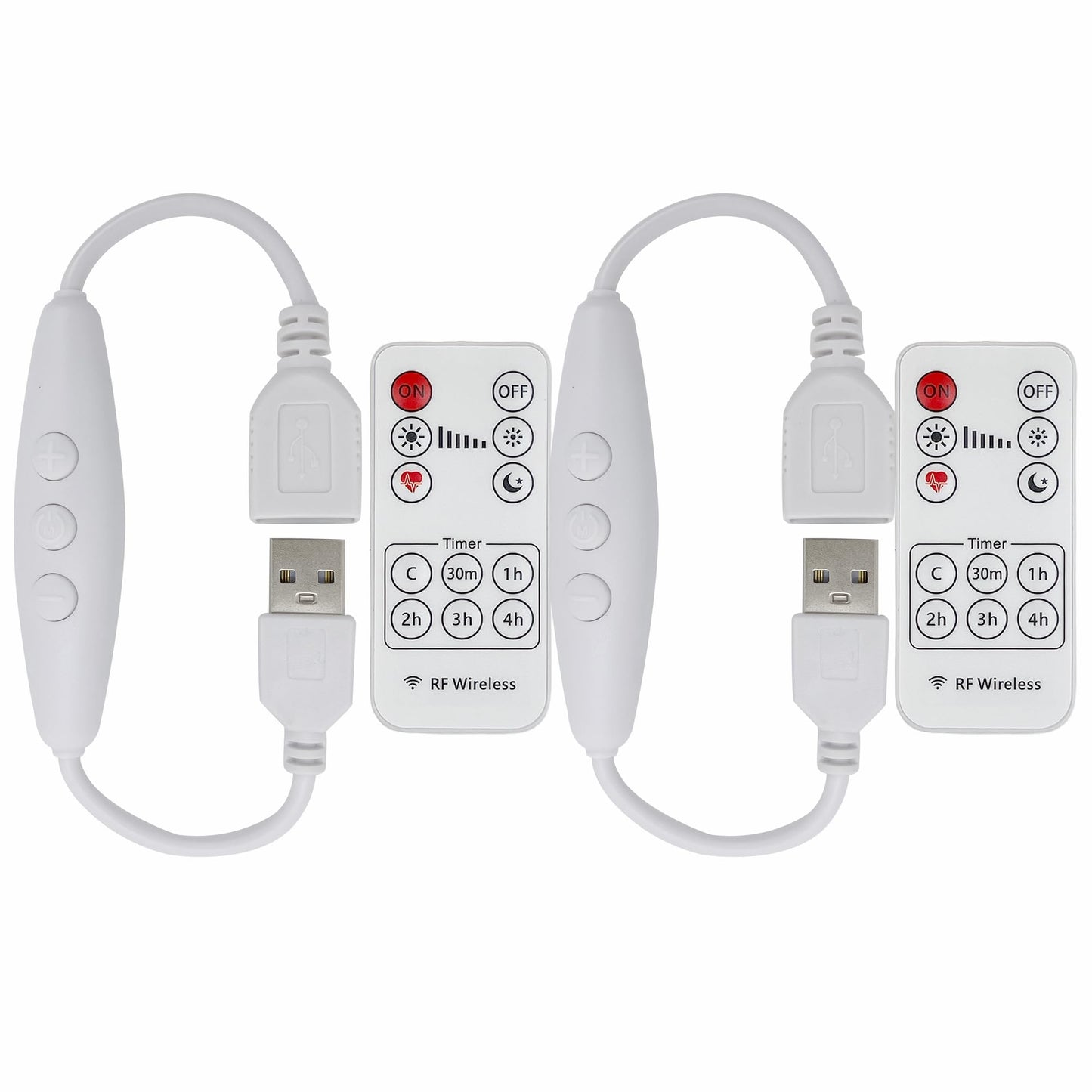 Clearhill 2Pcs 5V 2A USB Dimmer Switch with Male and Female USB Connectors,Remote Control,6-Speed Dimming,ON-Off Function,22AWG Wire,60s delay Off,for