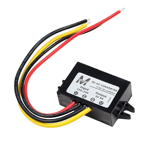 uxcell Waterproof Voltage Converter Regulator DC/DC DC 12V/24V to DC 5V 5A 25W Power Buck Transformer