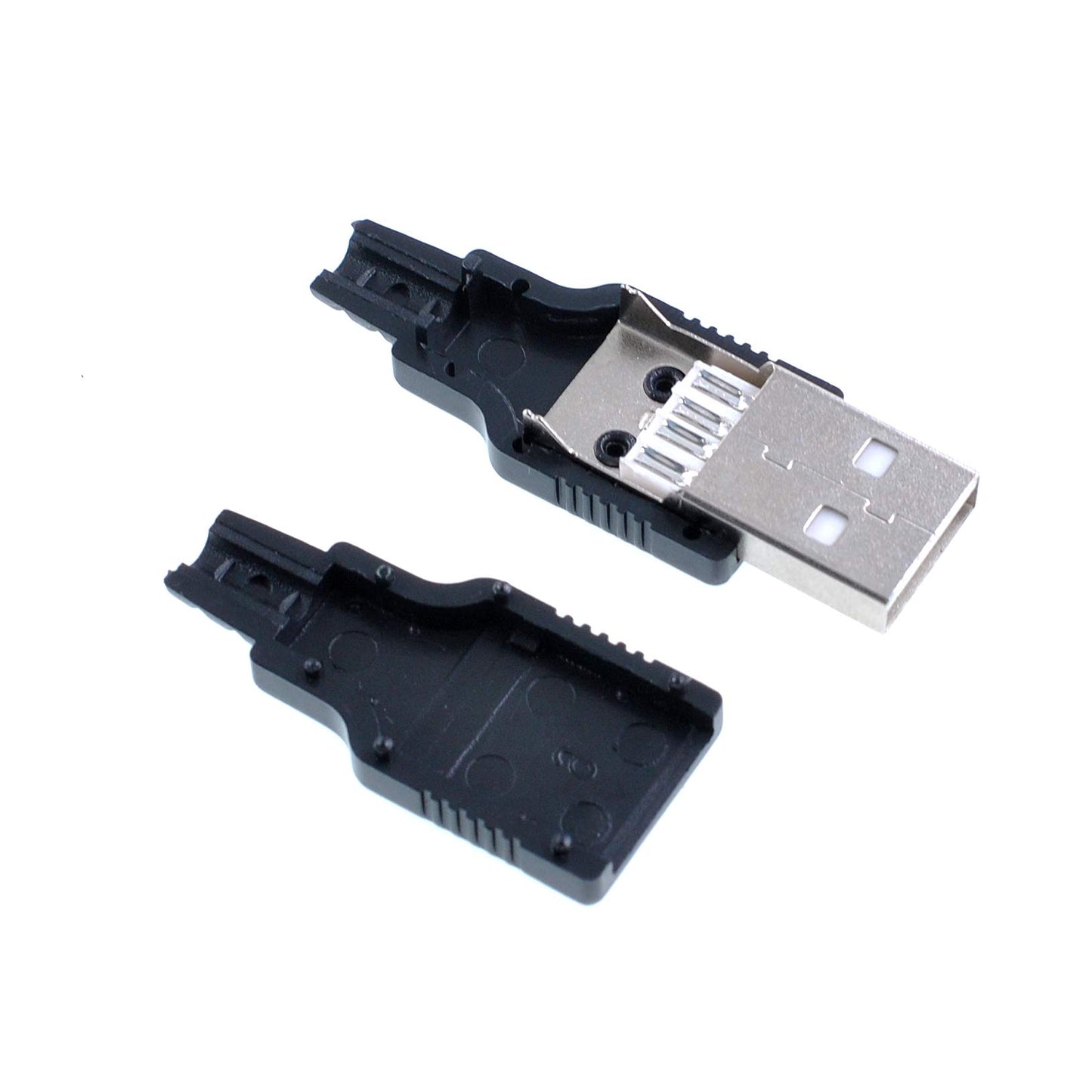 Oiyagai 20-Pack USB 2.0 Type-A Male Connector - 4-Pin Solder Type Plug with Protective Shell for DIY Cables and Repair