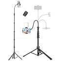 Phone Tripod Stand, 85" Tall Cellphone Tripod for iPhone with Gooseneck Remote, Flexible Portable Phone Stand for Recording, Compatible with iPhone 14