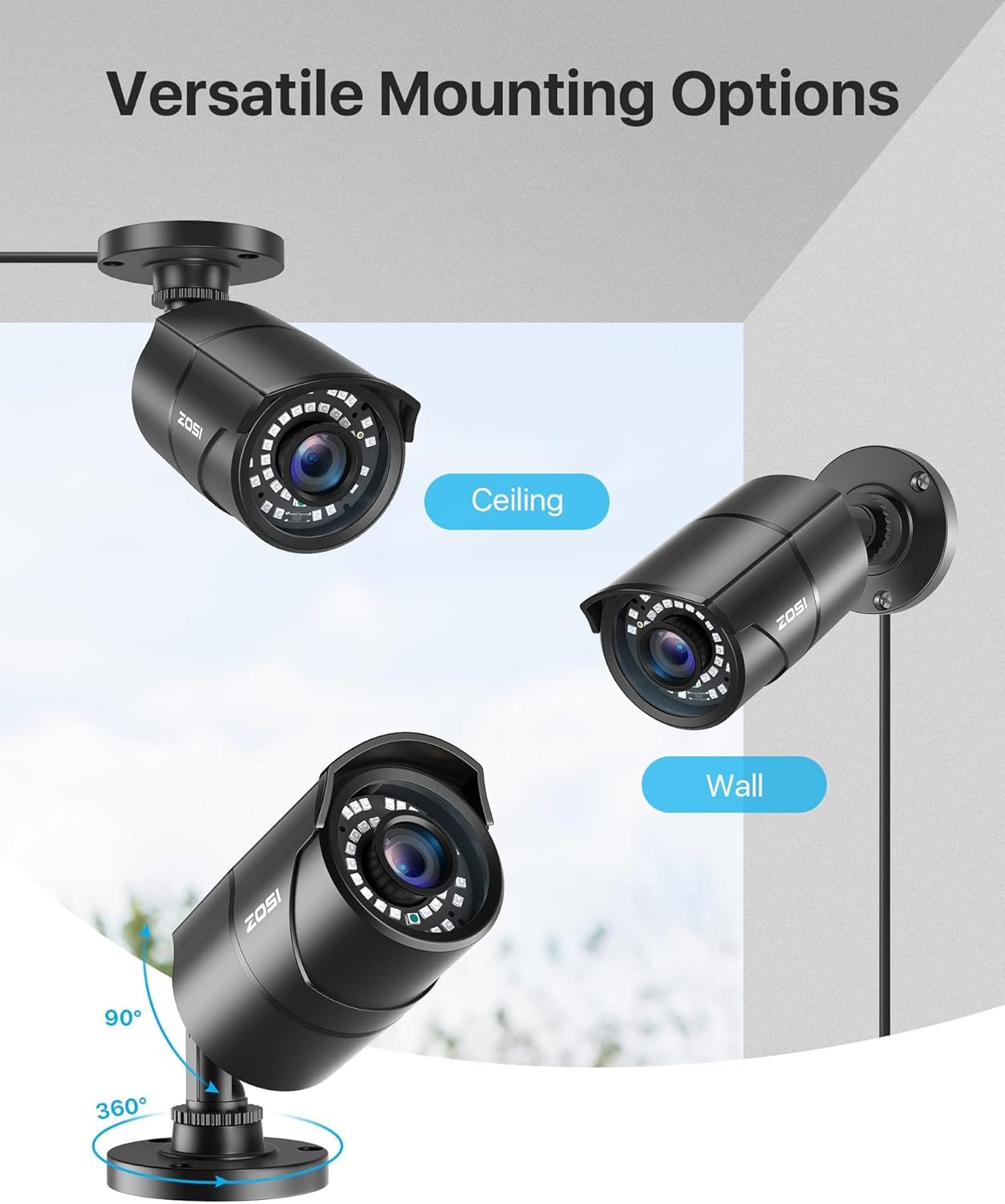 ZOSI 1080P 1920TVL Security Camera Outdoor Indoor,Hybrid 4-in-1 TVI/CVI/AHD/960H CVBS Bullet Cam for Analog Home Office Surveillance DVR CCTV