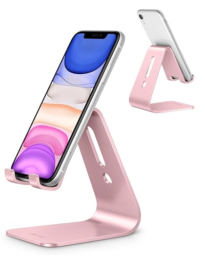 OMOTON Upgraded Aluminum Cell Phone Stand for Desk, C1 Durable Cellphone Dock with Protective Pads, Smart Stand Designed for iPhone17, 16/15/14/13 Pro
