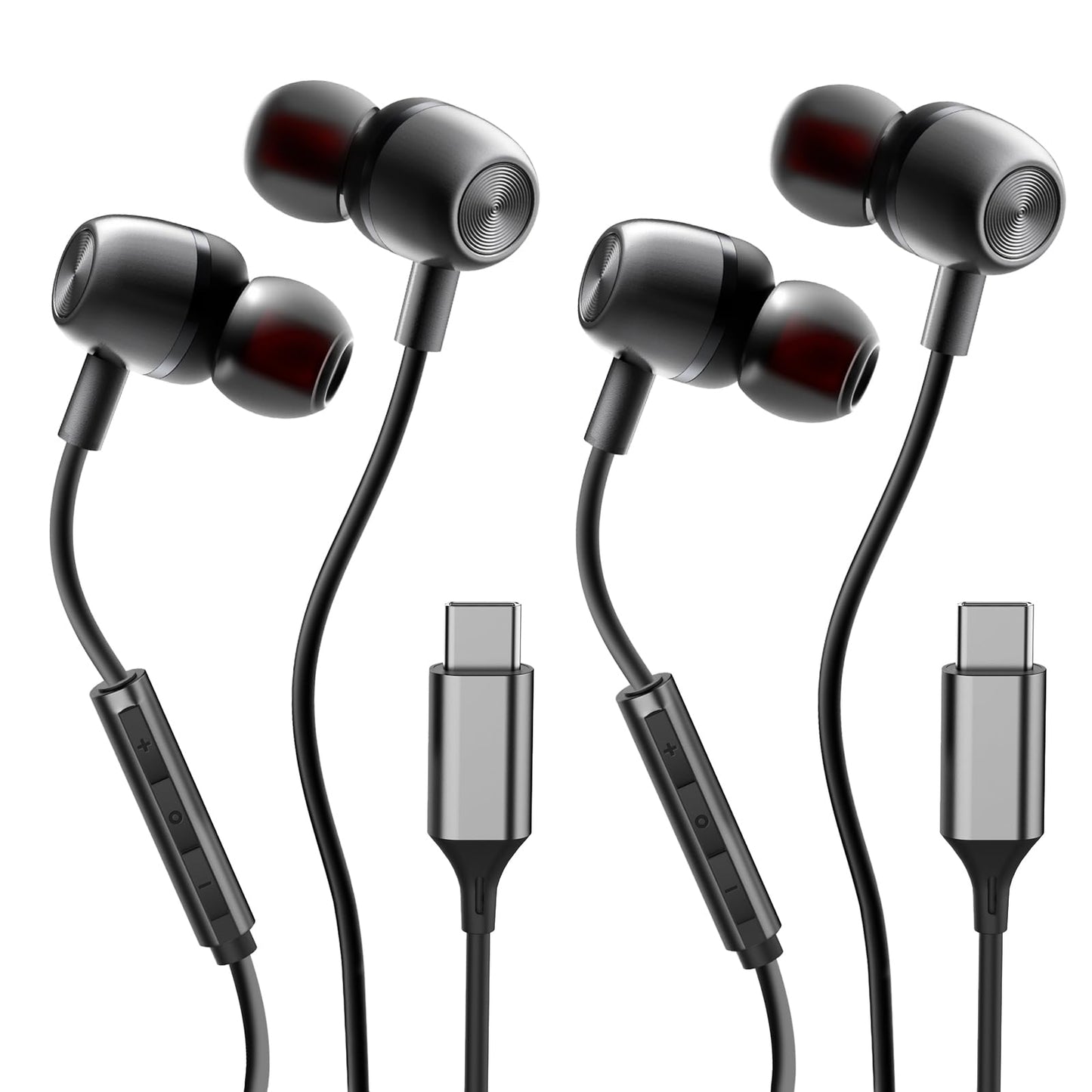 USB C Headphones for Samsung S24 S23 FE S22 S21 S20 A53 A54 Wired Earbuds Metal in-Ear Type C Earphone with Microphone Volume Control Bass Stereo