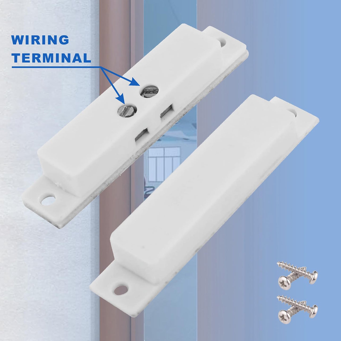UHPPOTE Window Door Sensor Magnetic Contact Normal Closed Wired Screw-Terminal Surface-Mount Magnetic Contact Security (5 Pack)