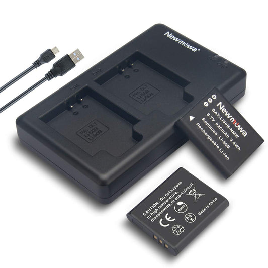 Newmowa Li-50B Battery (2 Pack) and Dual USB Charger Kit for Olympus LI-50B and Olympus SZ-10, SZ-12, SZ-15, SZ-16 iHS, SZ-20, SZ-30MR, SZ-31MR iHS