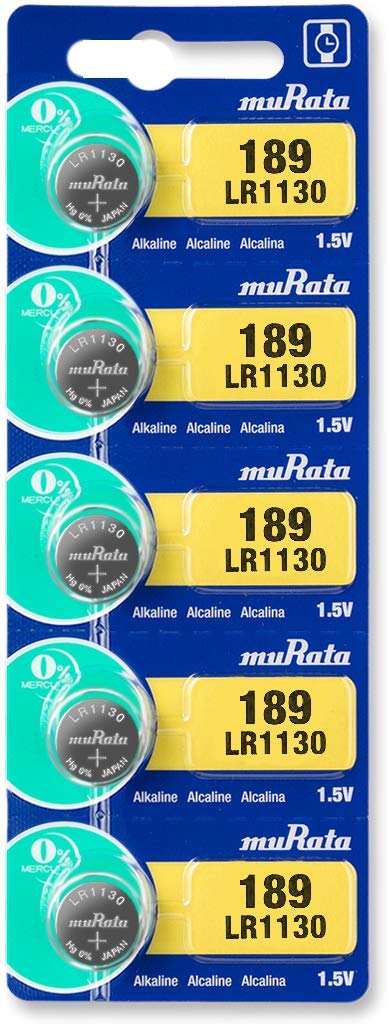 Murata LR1130 Battery AG10 389A 1.55V Alkaline Button Cell (5 Batteries)