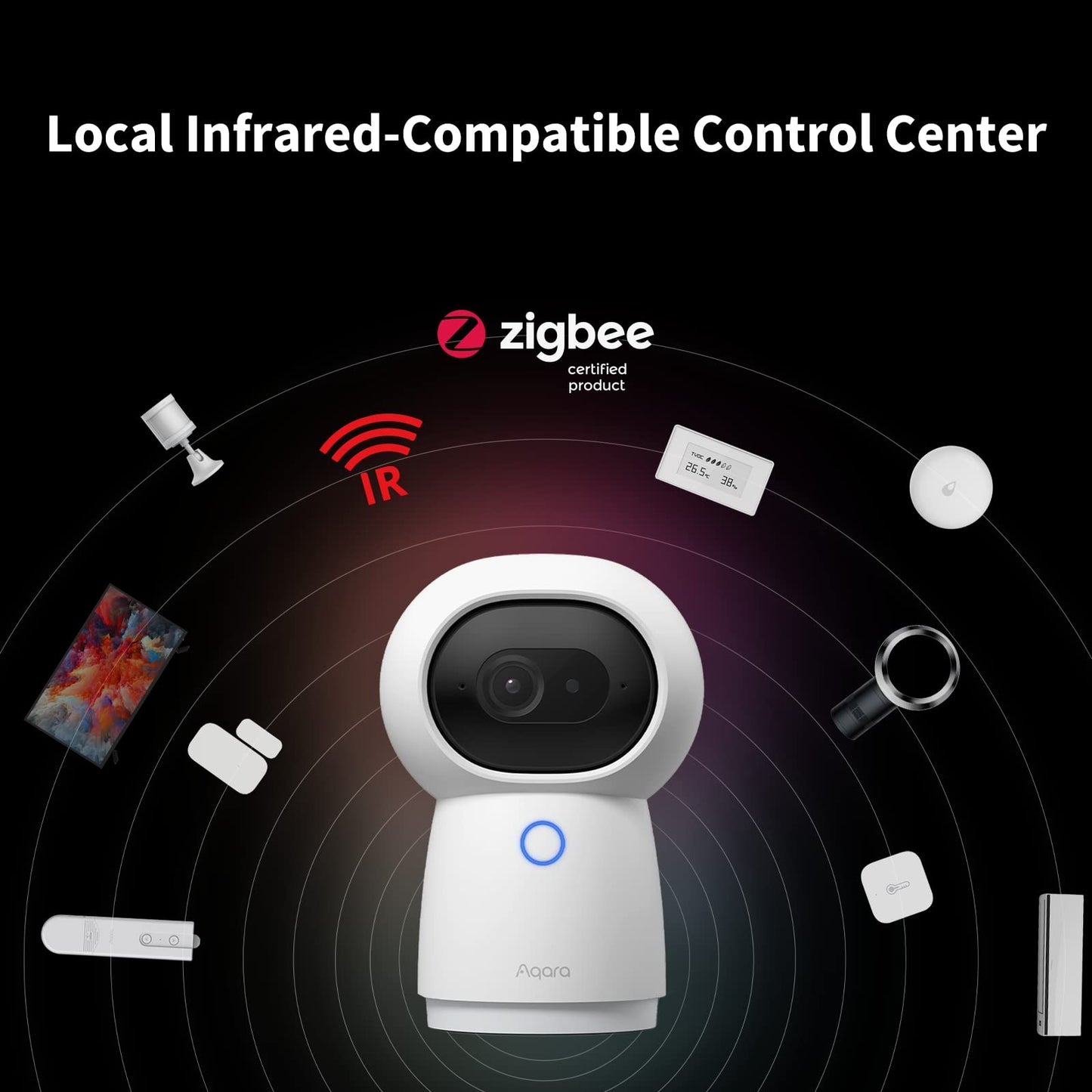 Aqara 2K Security Indoor Camera Hub G3, AI Facial and Gesture Recognition, Infrared Remote Control, 360° Viewing Angle via Pan and Tilt, Works