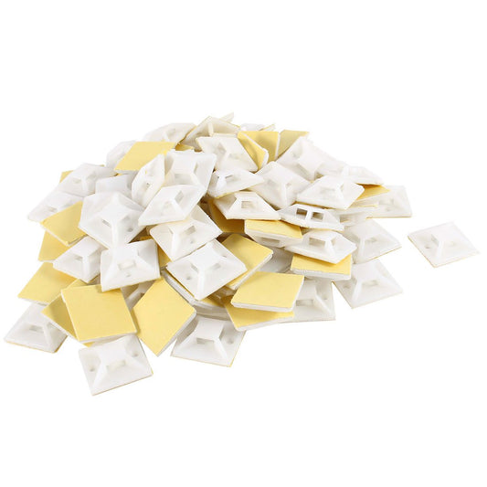 uxcell Plastic Adhesive Cable Zip Tie Mount Base 25mmx25mm Replacing Parts Self Adhesive Base 100 Pcs White