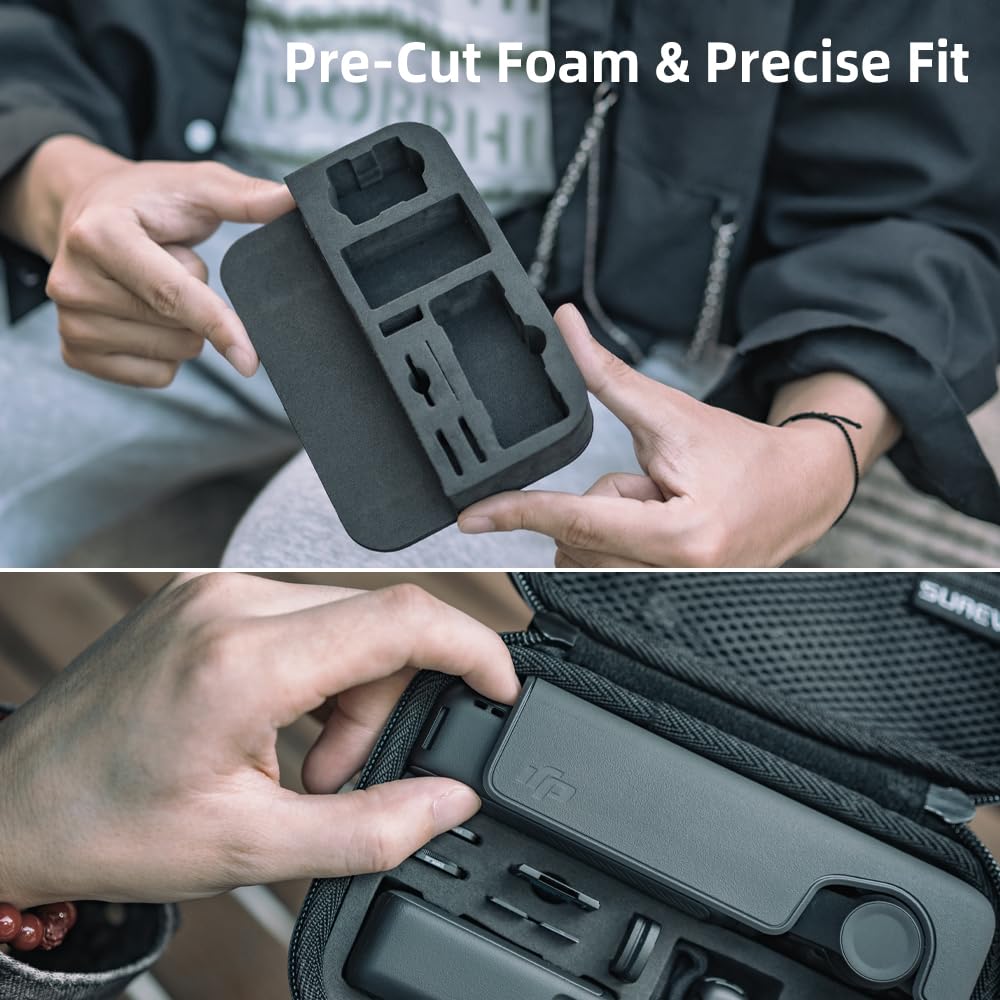 SUREWO Osmo Pocket 3 Mini Case, Portable PU Storage Protective Bag for DJI Osmo Pocket 3 Standard kit and DJI Osmo Pocket 3 Power Expansion Combo